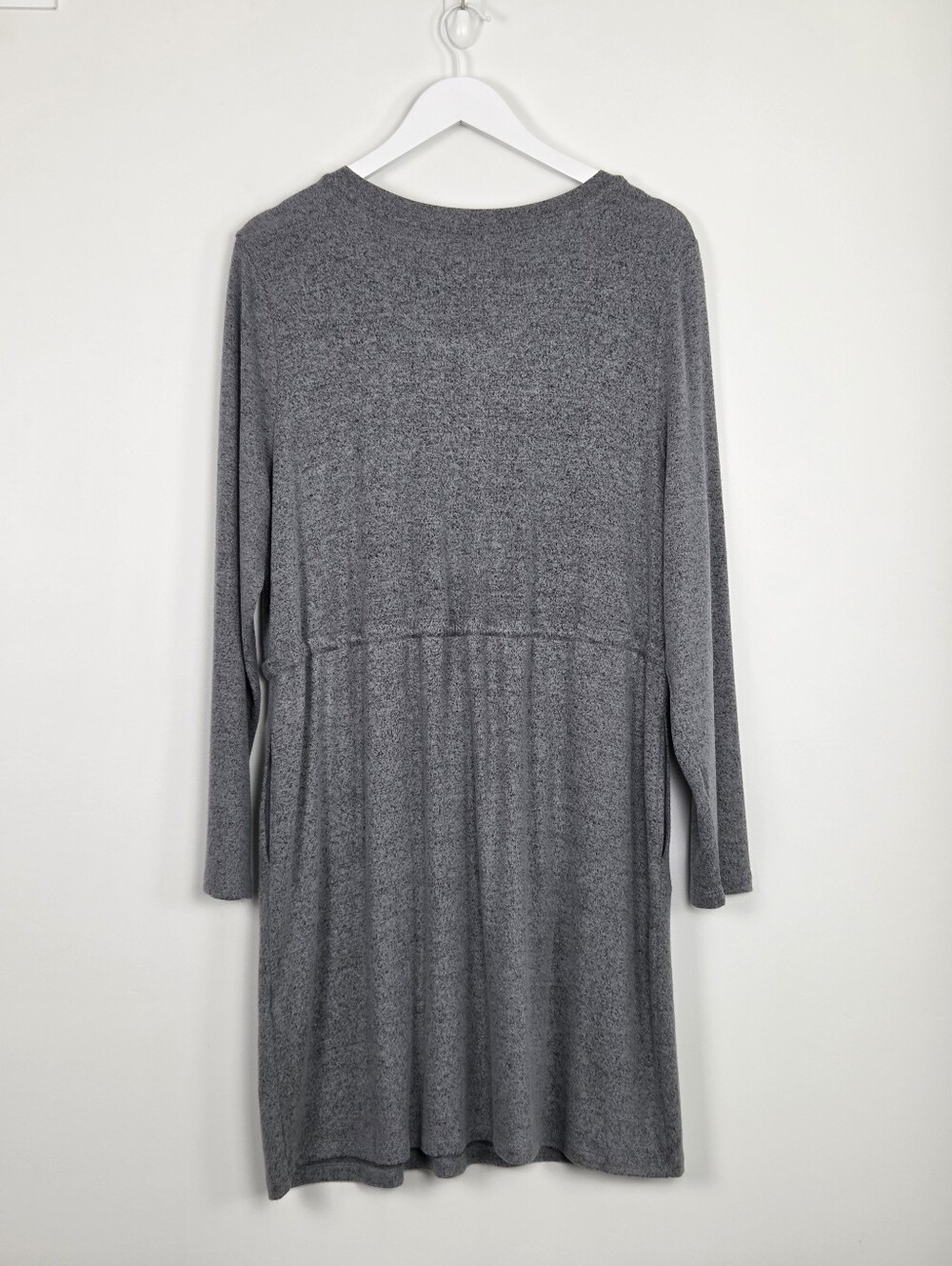 Soft Surroundings Easy Living Cozy Lounge Heather Gray Drawstring Dress Size M - Picture 9 of 9